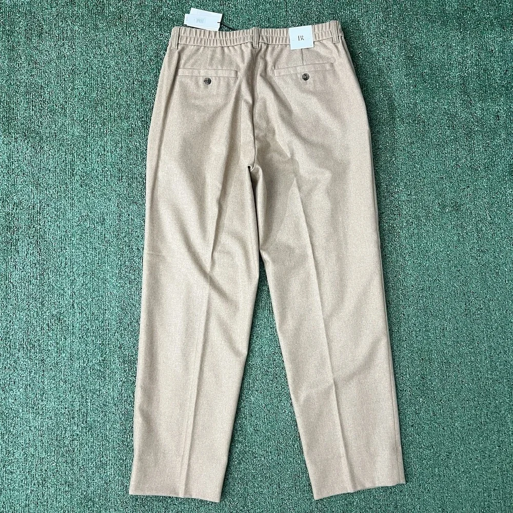 Banana Republic Elastic Waist Pants Mens 32 Camel Tan Wool Alfa Fi Italy New